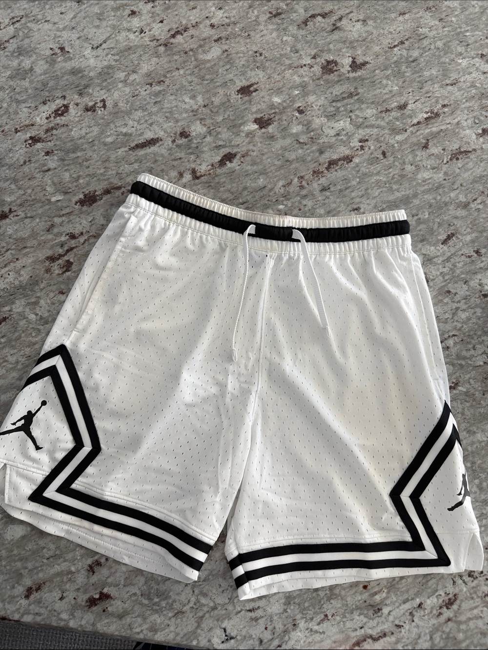 Jordan Men’s White Basketball Shorts with Black Accents